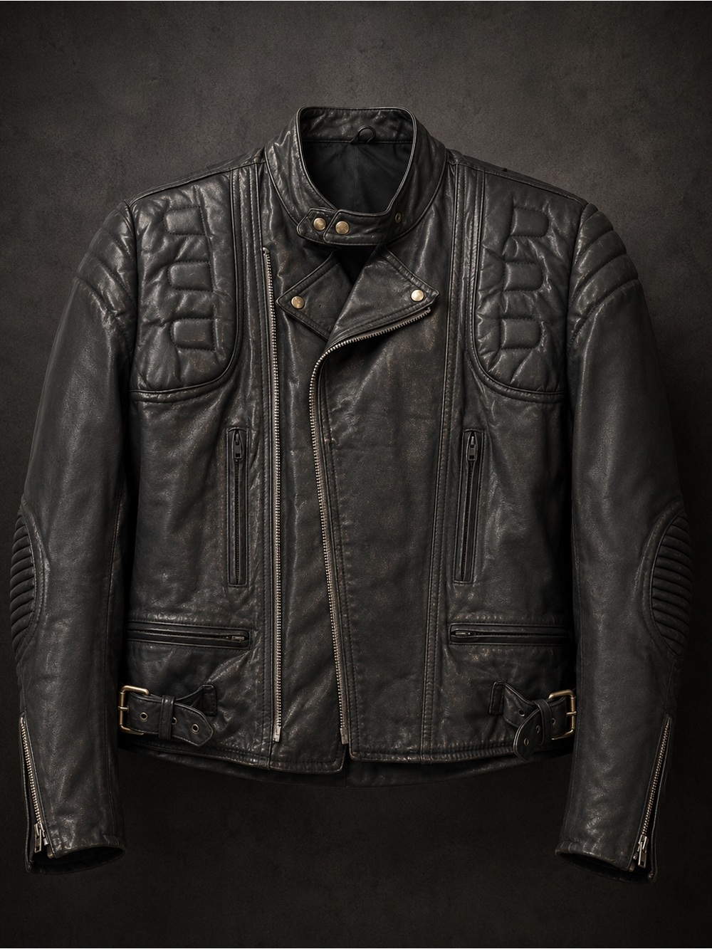 Rare Vintage 1980s/90s Niko Leather Padded Motorcycle Jacket Made in Canada